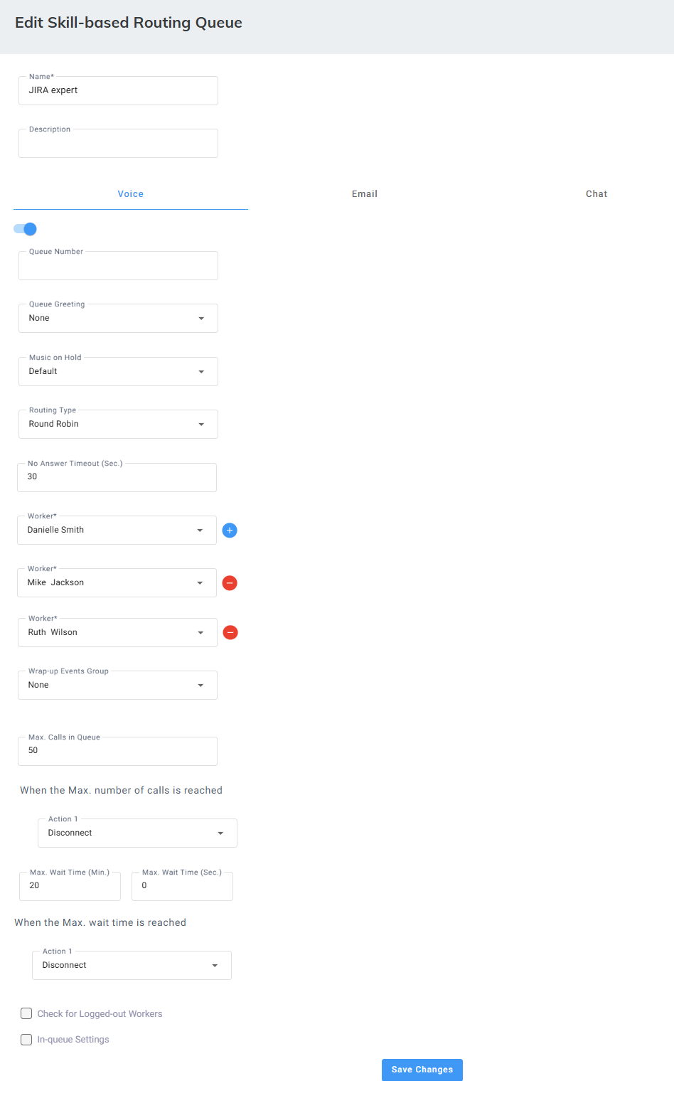 Editing a Skill-Based Routing Queue