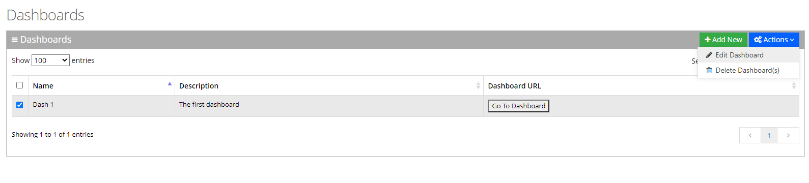 Editing a Dashboard
