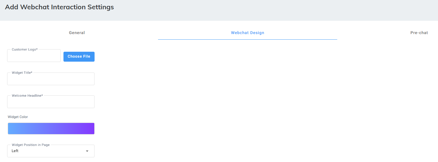 Adding Webchat Interaction Settings