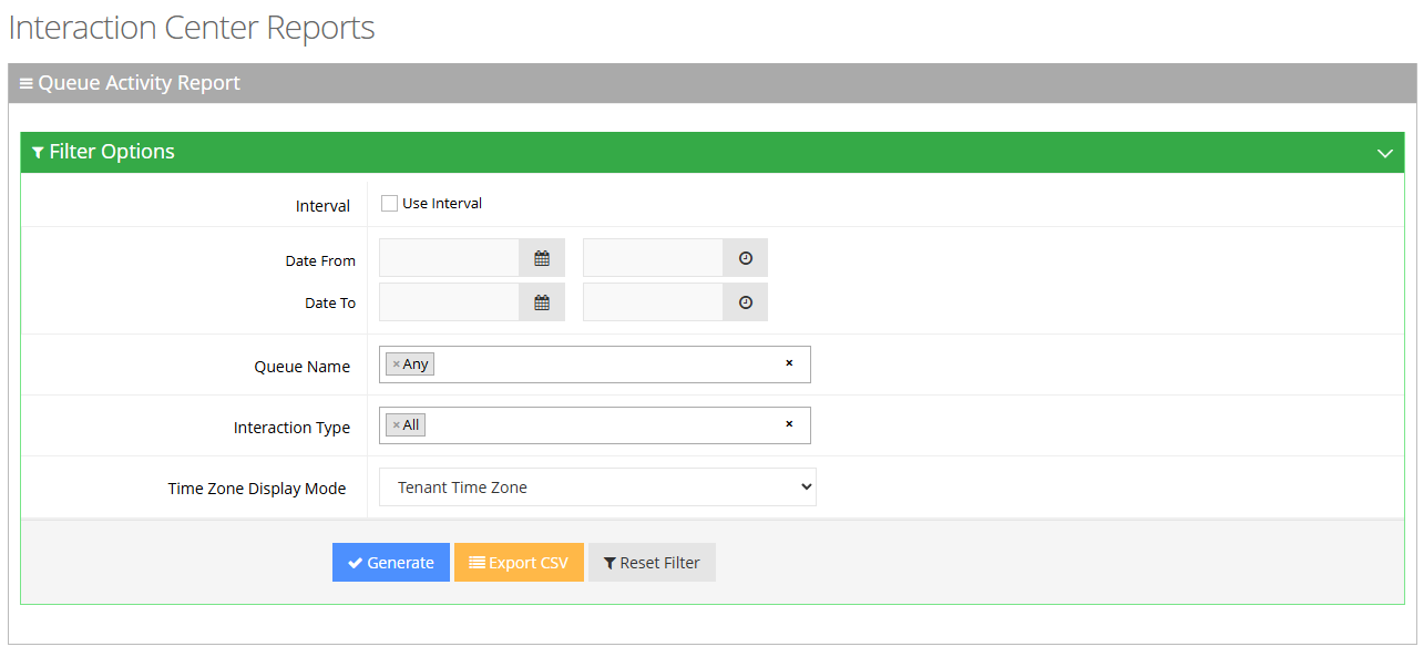 Report Queue Queue Activity Report