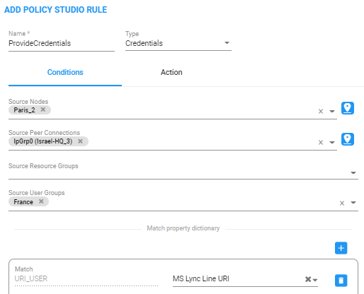 Adding a Policy Studio Rule for Users Credentials Information