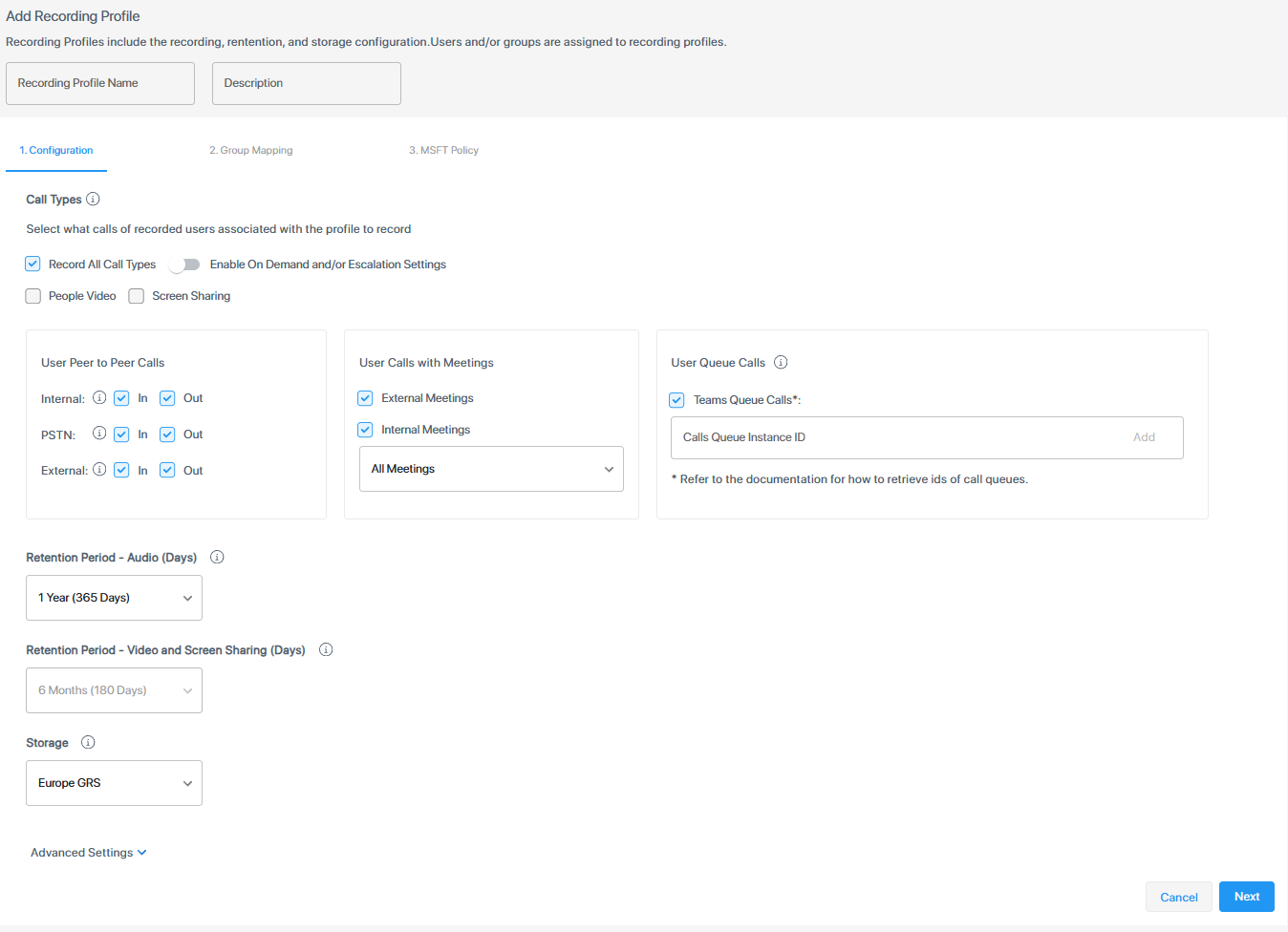 Add a Recording Profile