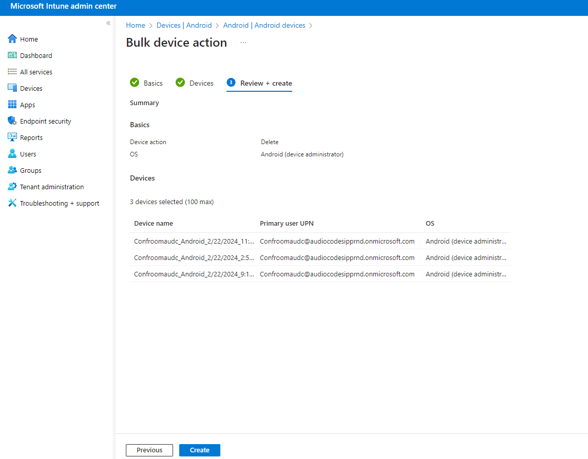 Remove Devices from Intune Admin Center