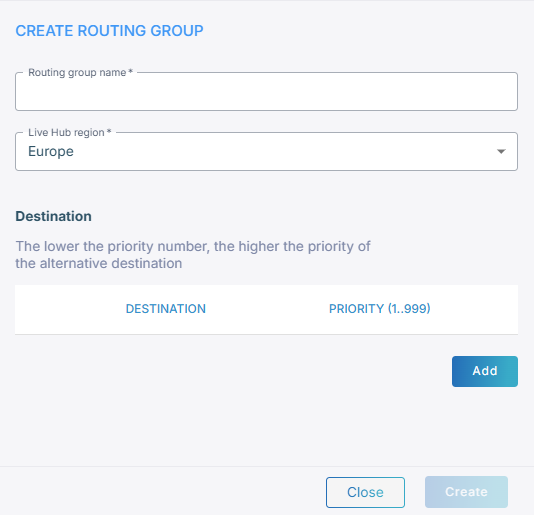 Creating a routing group