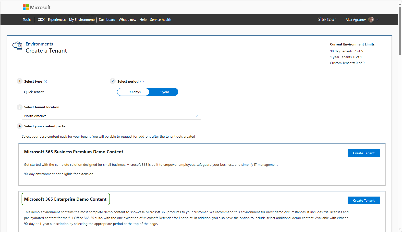 Creating a demo tenant