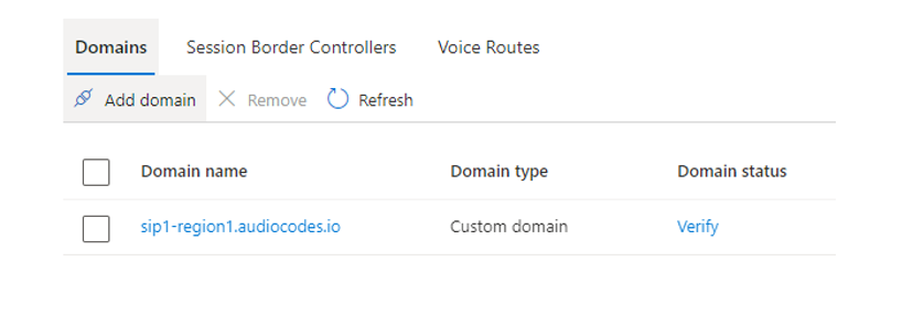 The Domains tab with the Live Hub domain