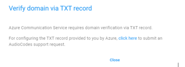 The domain verification prompt
