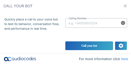 The dialog ready to place the call