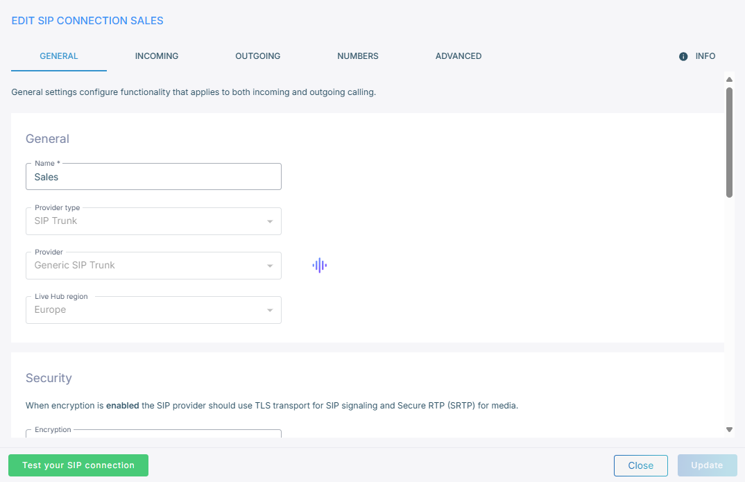 Testing from the edit dialog
