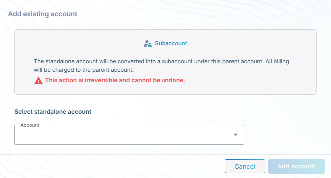 Adopting a standalone account