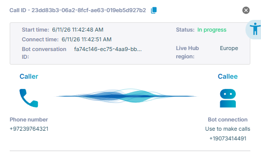 A live call's details