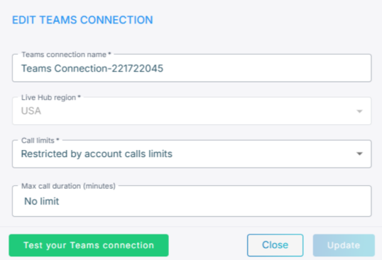 Testing from the edit dialog