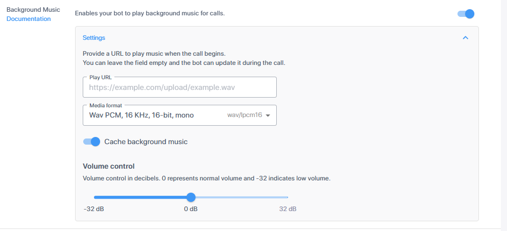 The Background Music settings