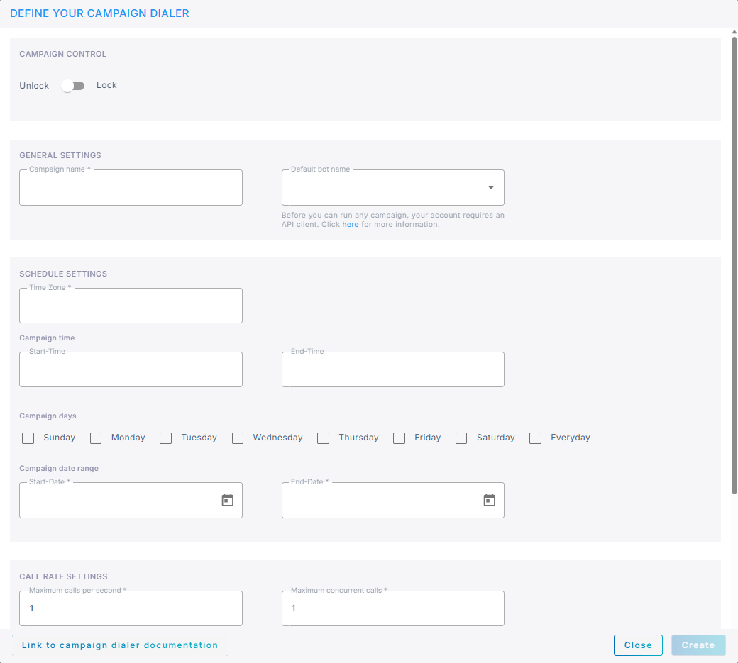 The top of the campaign form