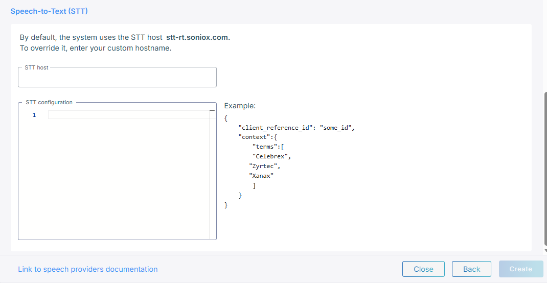 The Soniox speech-to-text fields