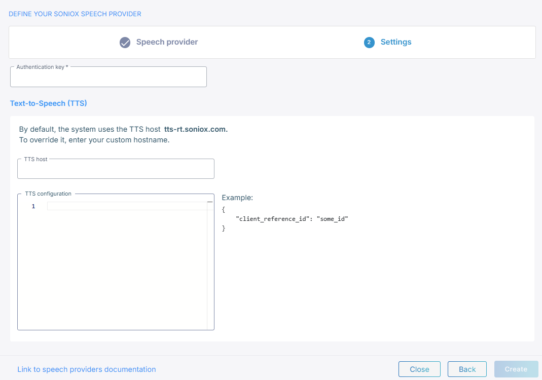 The Soniox text-to-speech fields