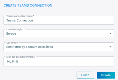 Creating a Teams connection