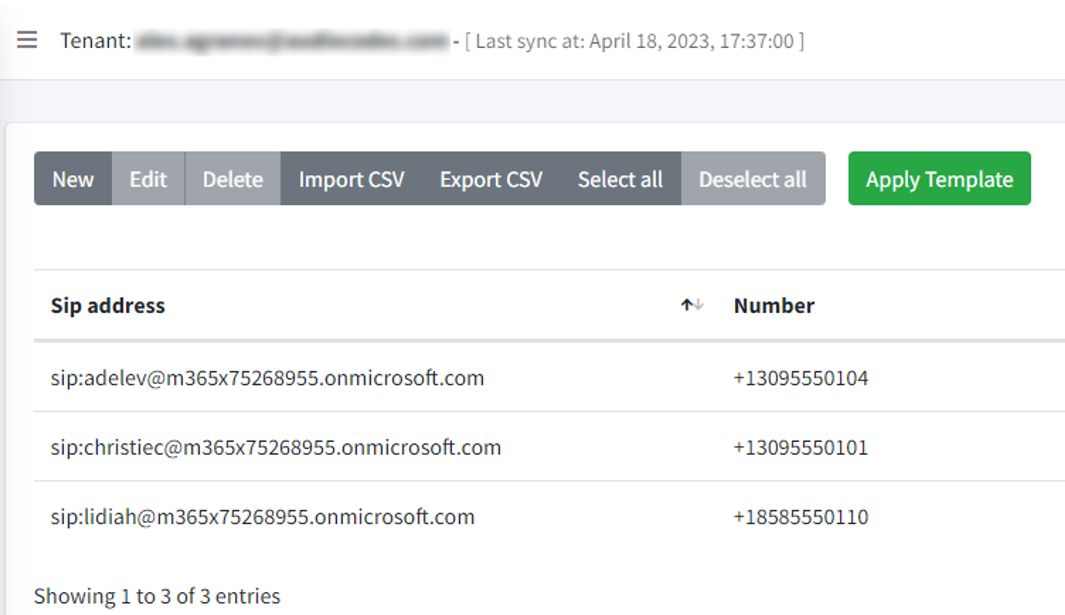 The imported entries