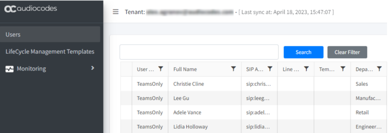 Opening the Teams Management portal