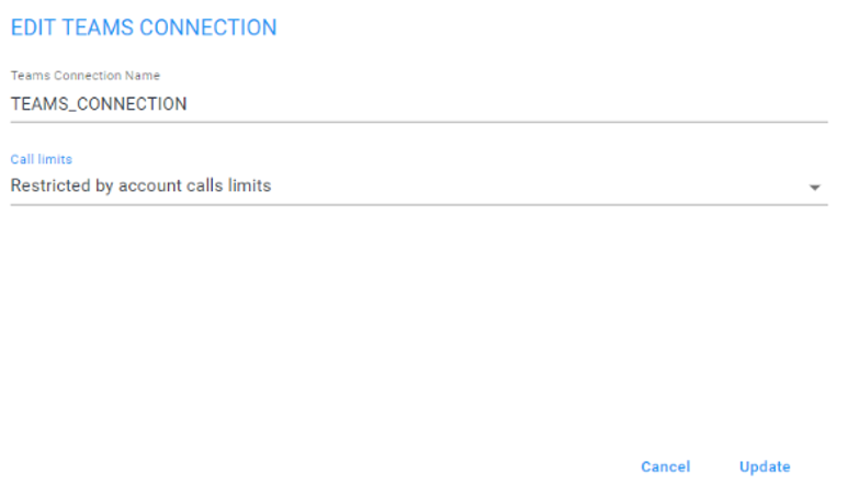 Call limits on a Teams connection