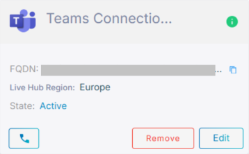 The Teams connection card