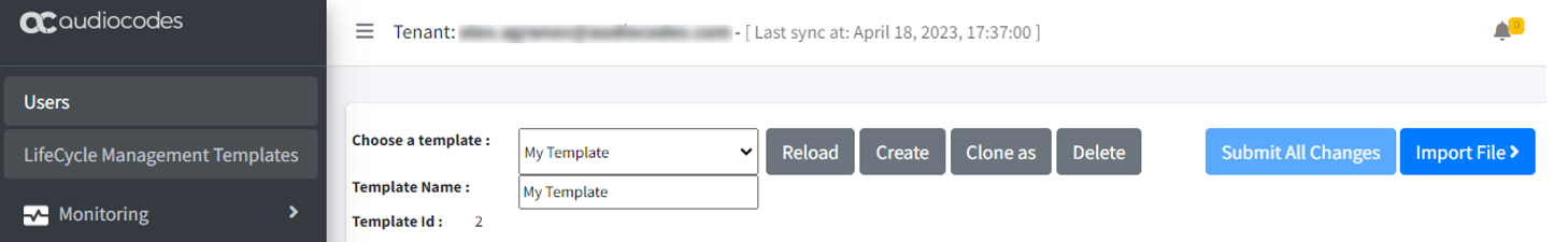 Selecting the template