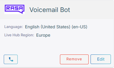 The bot card with the test call icon