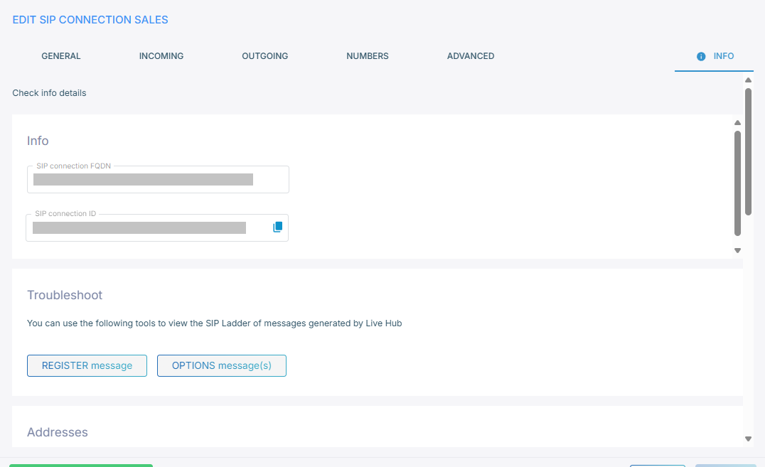 The Info tab