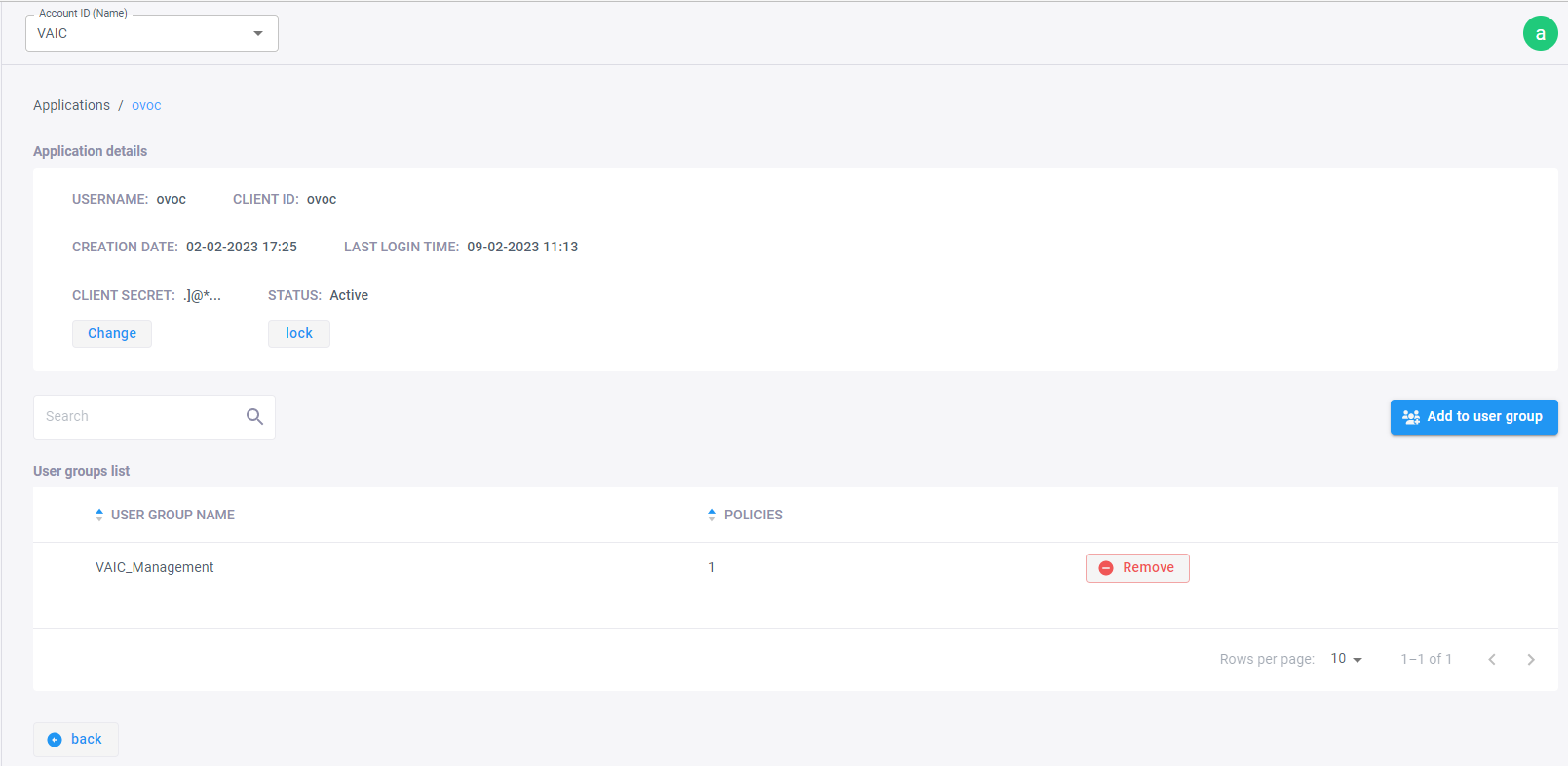 Adding an API client to a user group