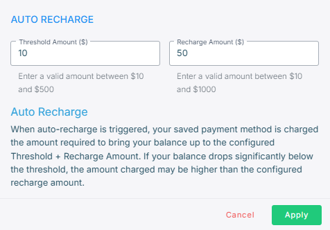 Auto-recharge