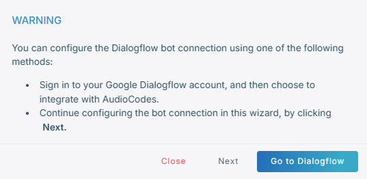 The Dialogflow ES setup choice