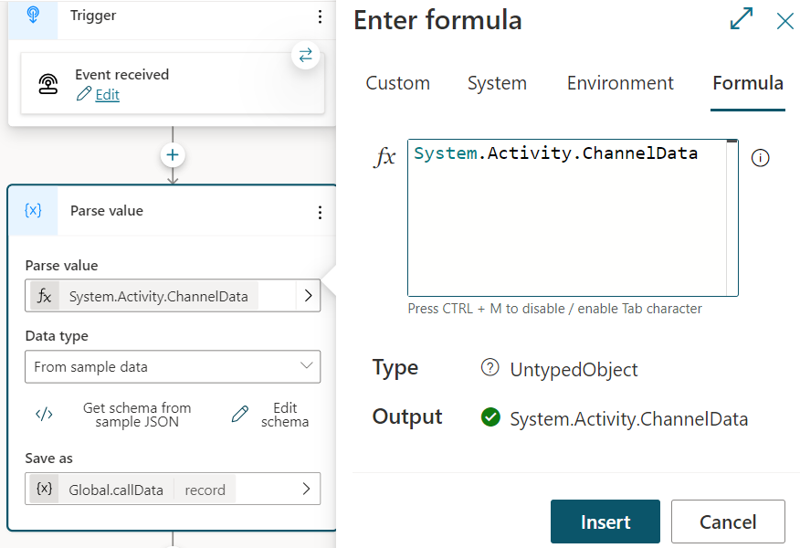 The Parse value formula