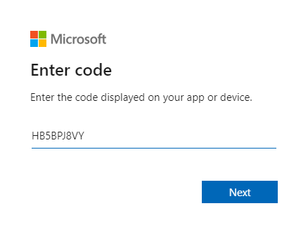 Entering the code