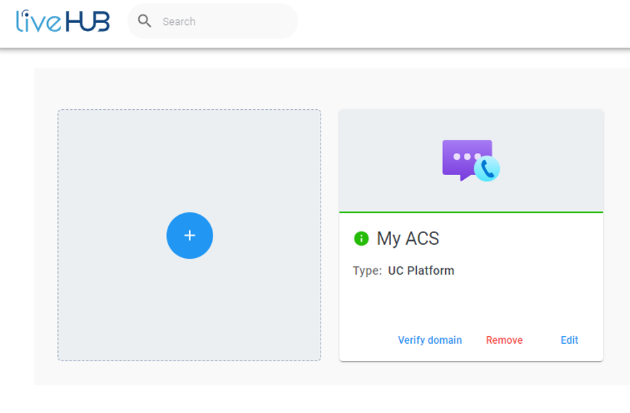 The Azure Communication Services SIP connection card