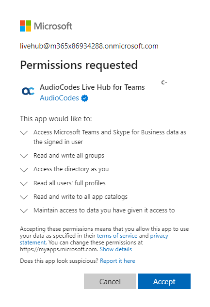 Permissions requested
