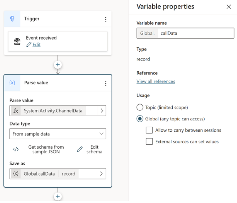 Saving the parameter as global
