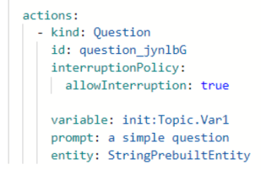 The topic shown as YAML