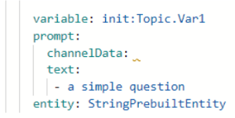 The prompt with text and channelData