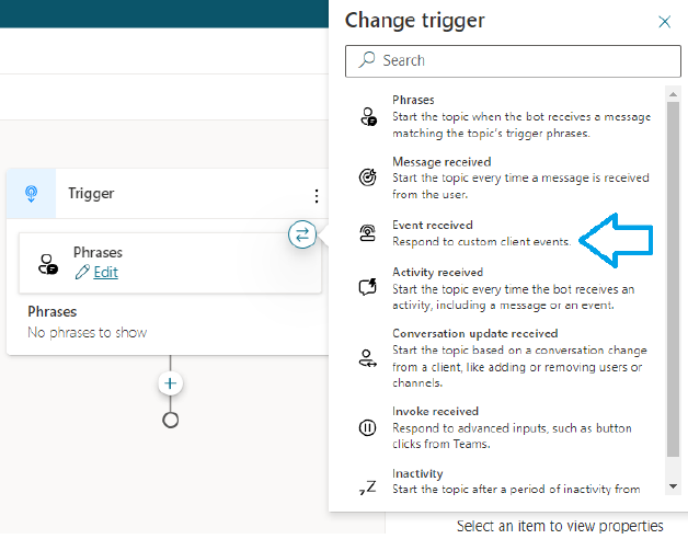 Changing the trigger to Event received
