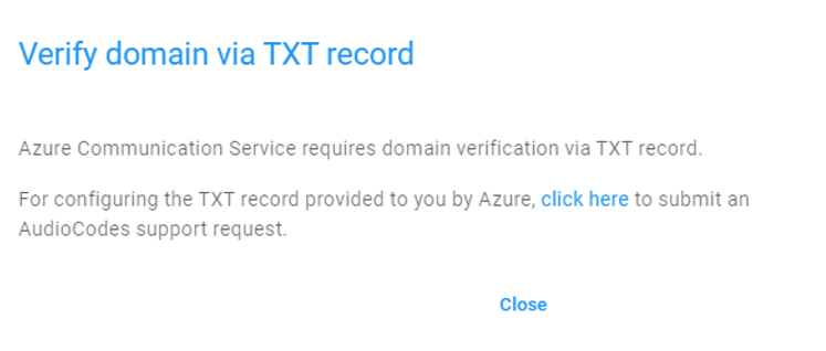 The domain verification prompt