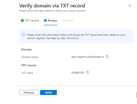 The TXT record value