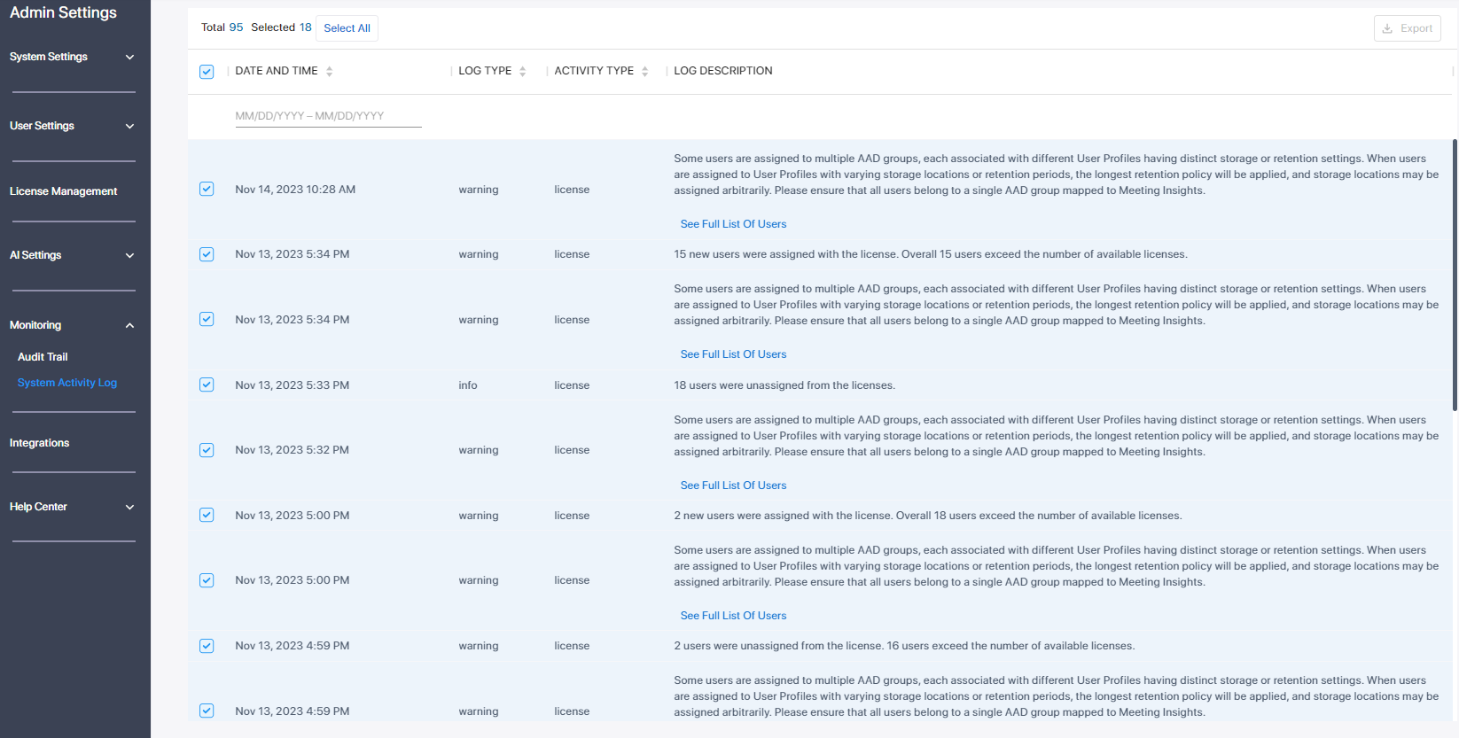 View System Activity Logs