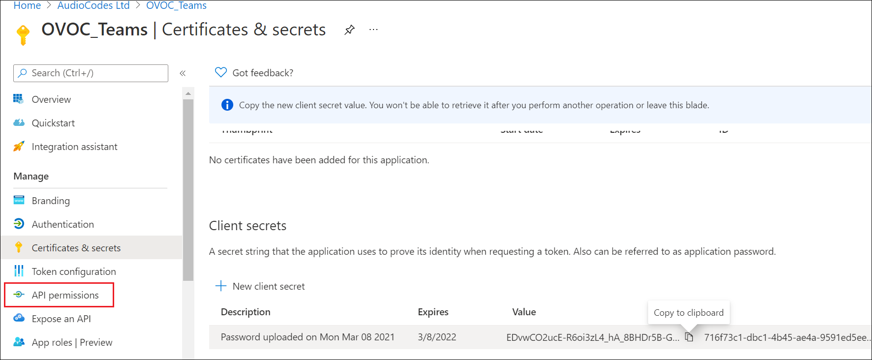 Configure Microsoft Graph API Permissions