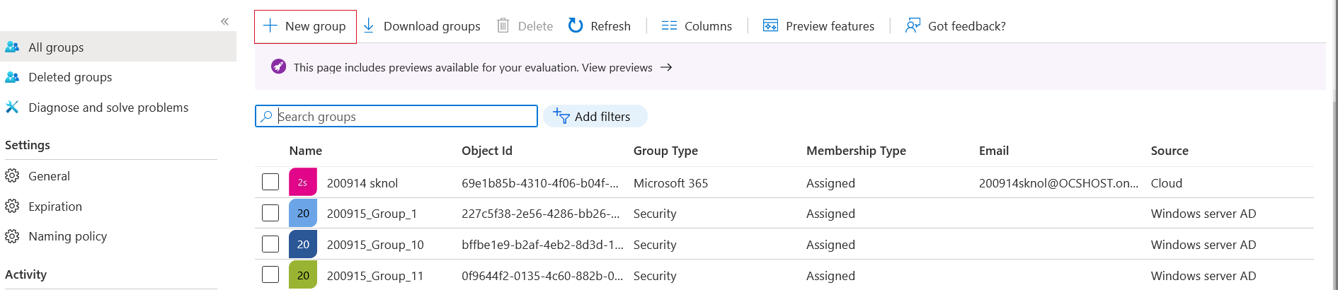Create Azure Groups and Assign Members