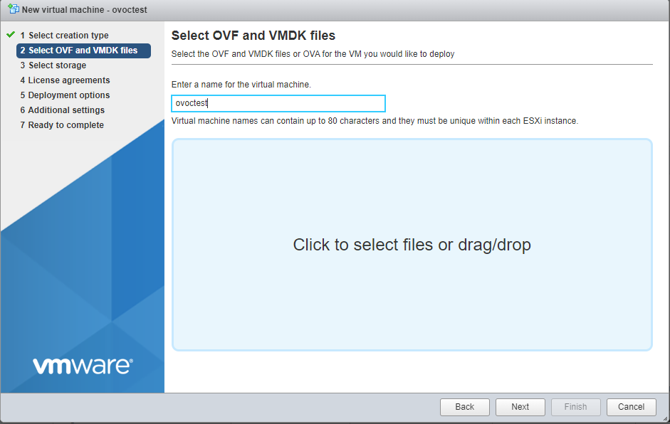 Deploying Standalone VMware VM using ESXi Wizard