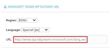 Configuring Microsoft SIP Gateway URL