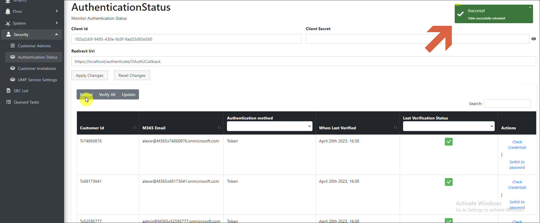Authentication Status