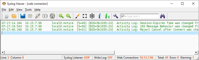 Configuring Scrollback of Syslog Message Lines